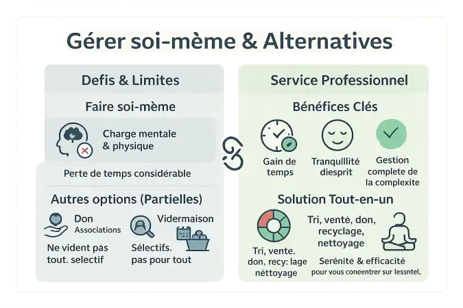 Comparatif des options de débarras succession