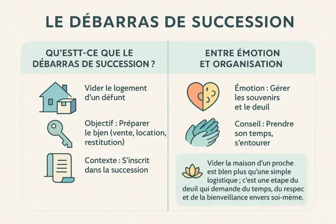 Illustration d'un logement en cours de débarras après un décès