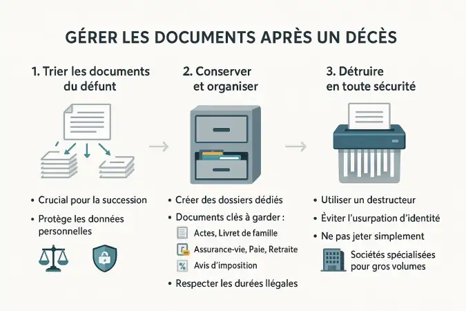 Tri de documents administratifs après un décès