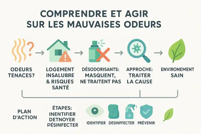Illustration des <strong>mauvaises odeurs</strong> dans un logement