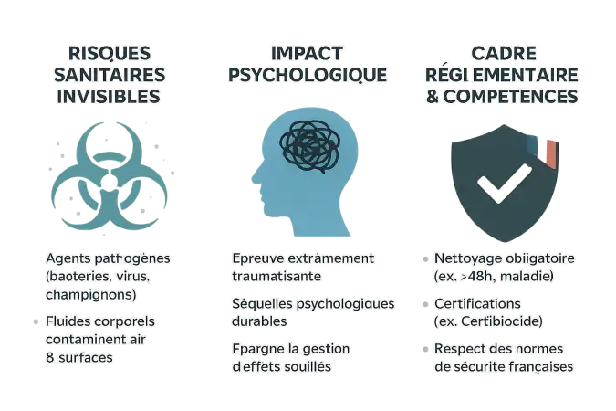 Illustration du nettoyage post-mortem par des spécialistes