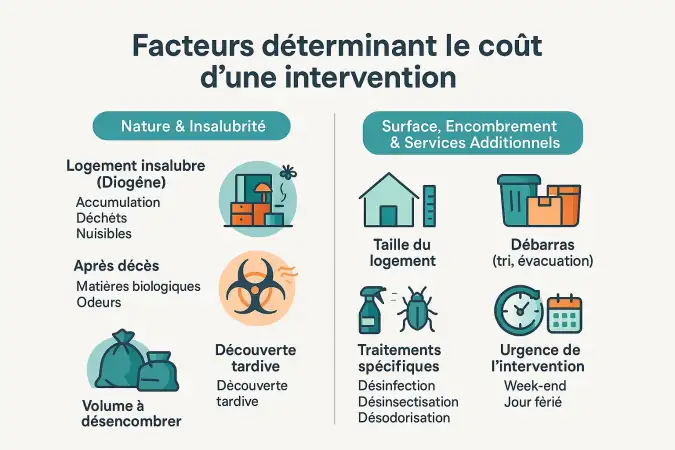 Facteurs déterminant le coût d'un nettoyage post-décès ou insalubre