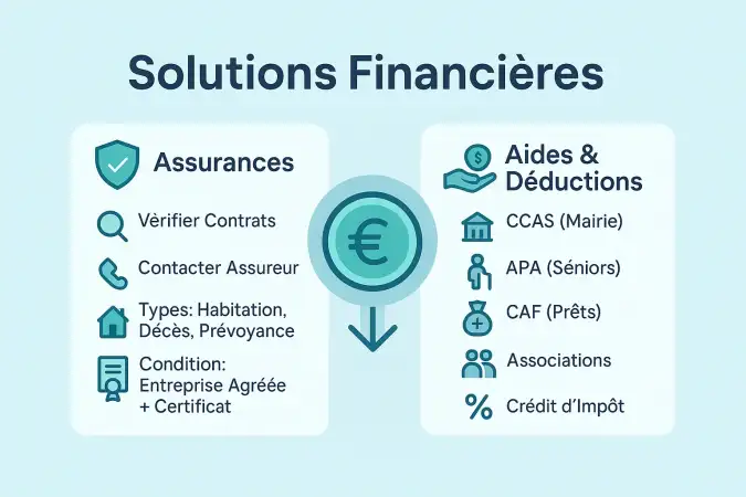 Illustration des solutions financières pour réduire le coût du nettoyage post-décès ou logement insalubre