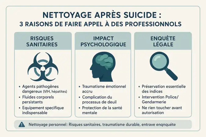Illustration du <strong>nettoyage après suicide</strong>